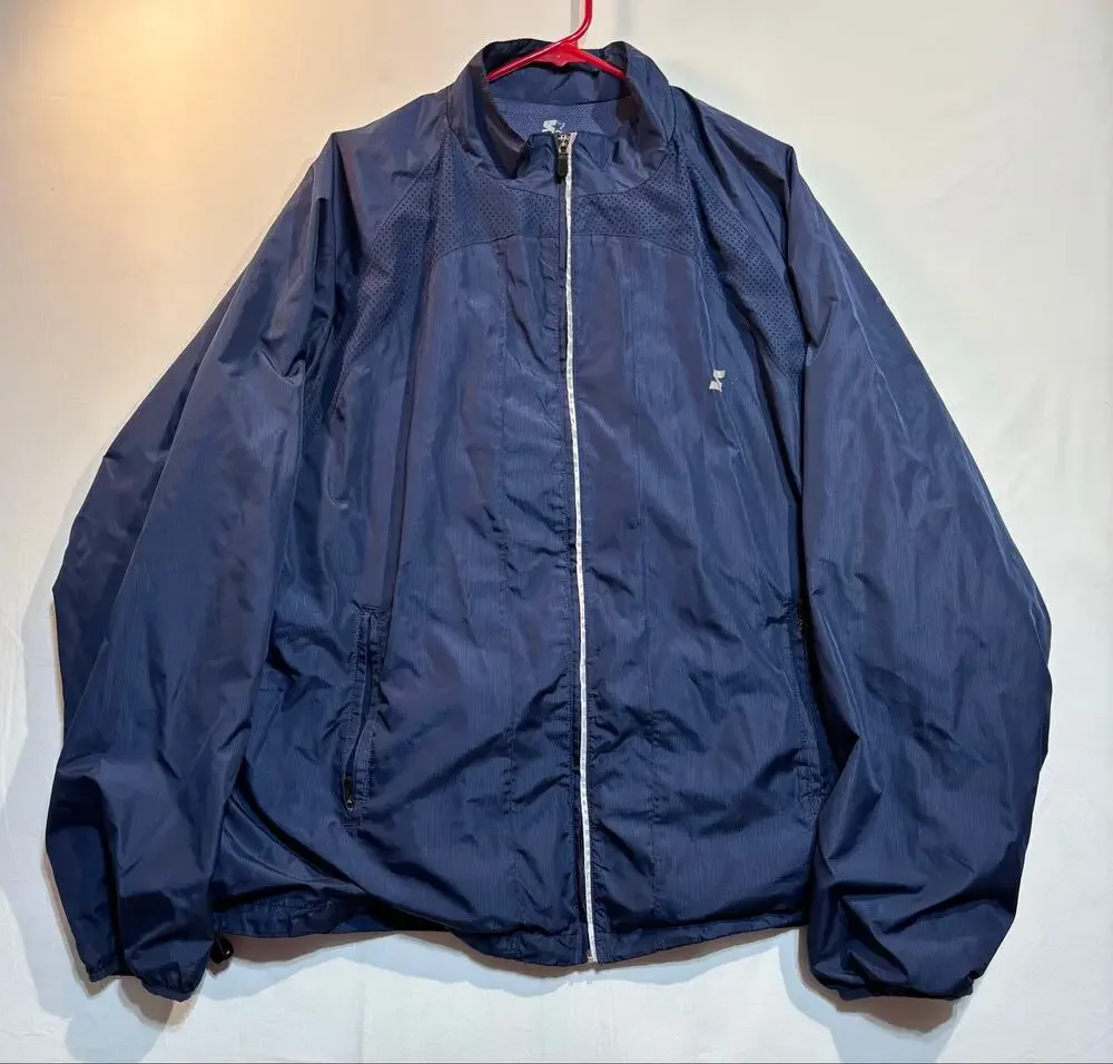 Starter Men’s 2XL Blue Full Zip Lightweight Windbreaker Jacket Mesh Lined
